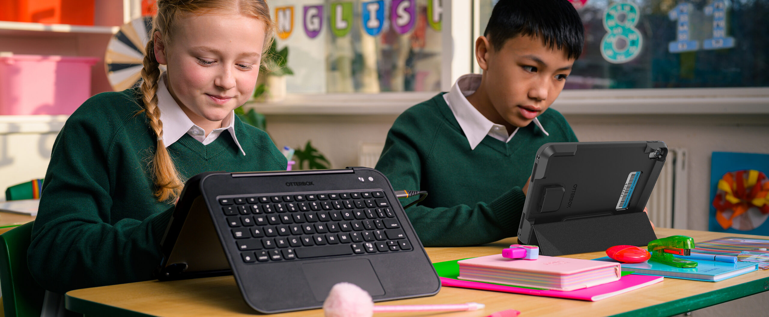 School age kids using the Achiever Series Keyboard 360